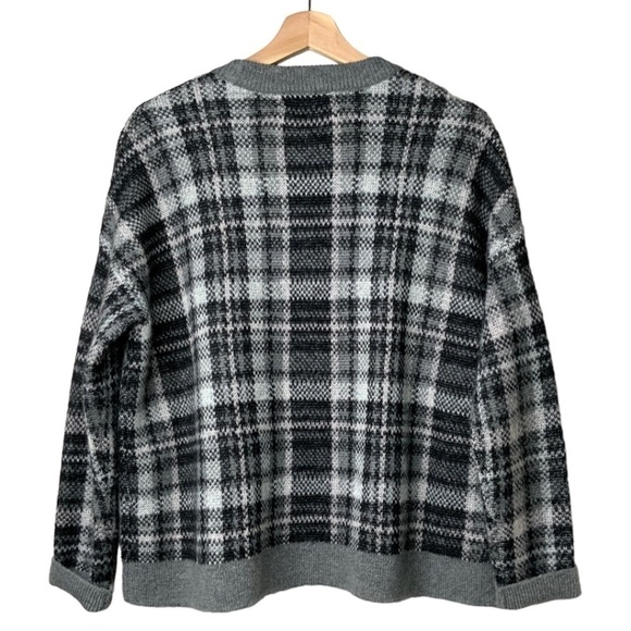 Banana REPUBLIC Wool Blend with Mohair Boxy Oversize Check Vee Neck Sweater XS - Picture 4 of 10
